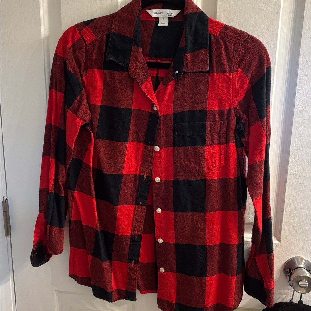 Old Navy Red and Black Plaid Shirt